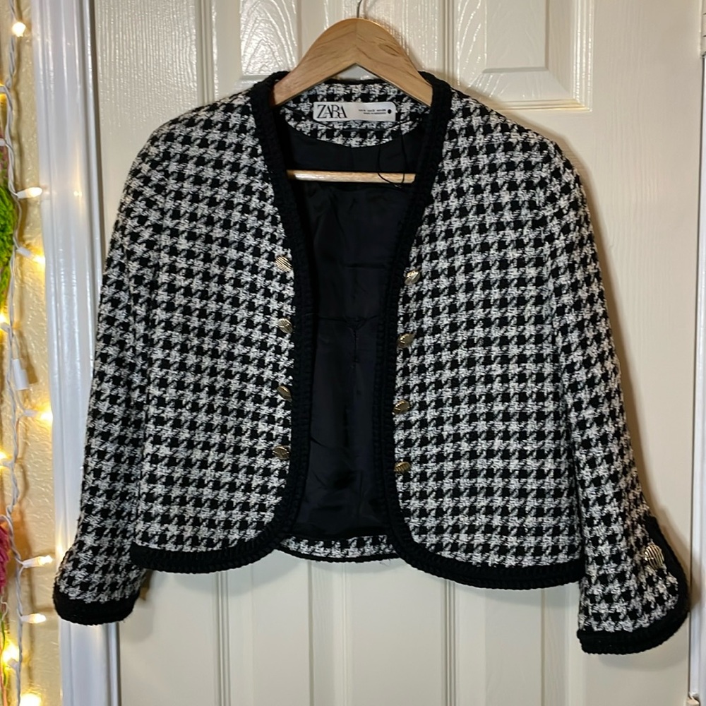 Zara Houndstooth Small Jacket - image 2